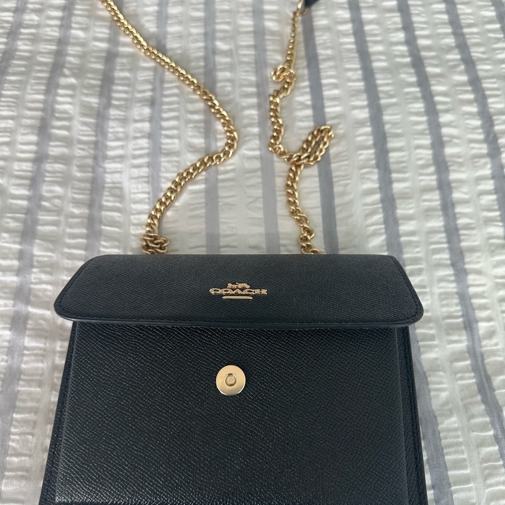 Coach Black Crossbody Bag with Gold Chain